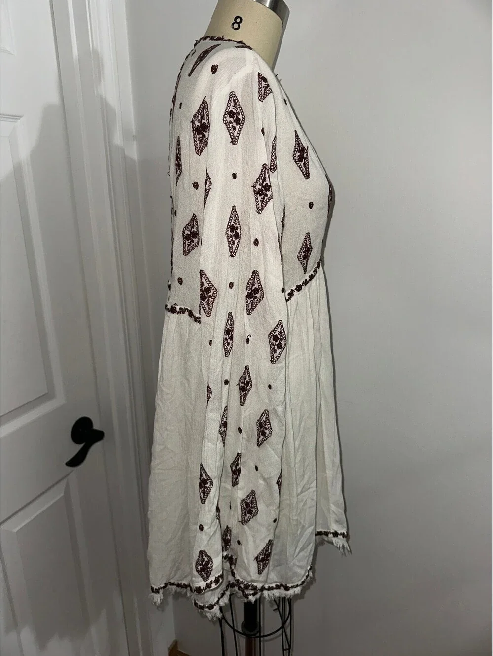 Free People White Boho Y2K Festival Dress Size L/G